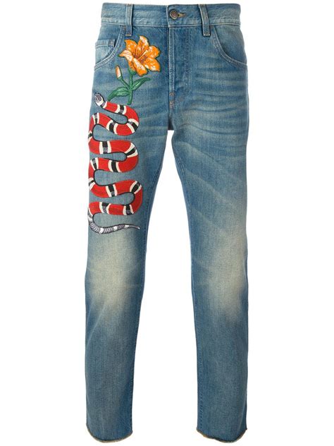 cheap gucci snake jeans|gucci snake jeans men.